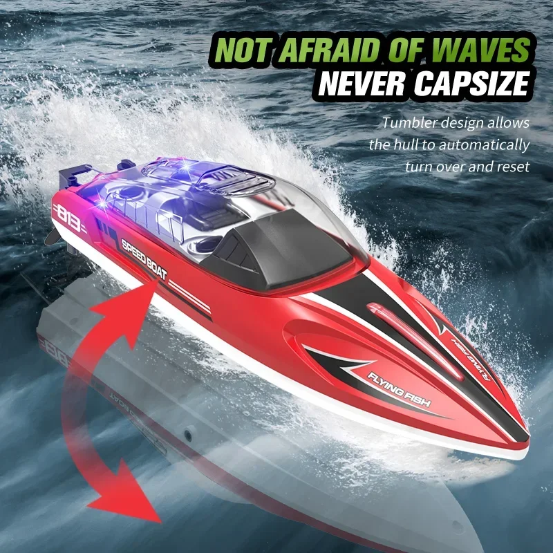 RC Boats for Kids NEW HJ813 2.4G Remote Control High Speed Water Toy with Cup Holders - Up to 25 km/h Remote-controlled Boat