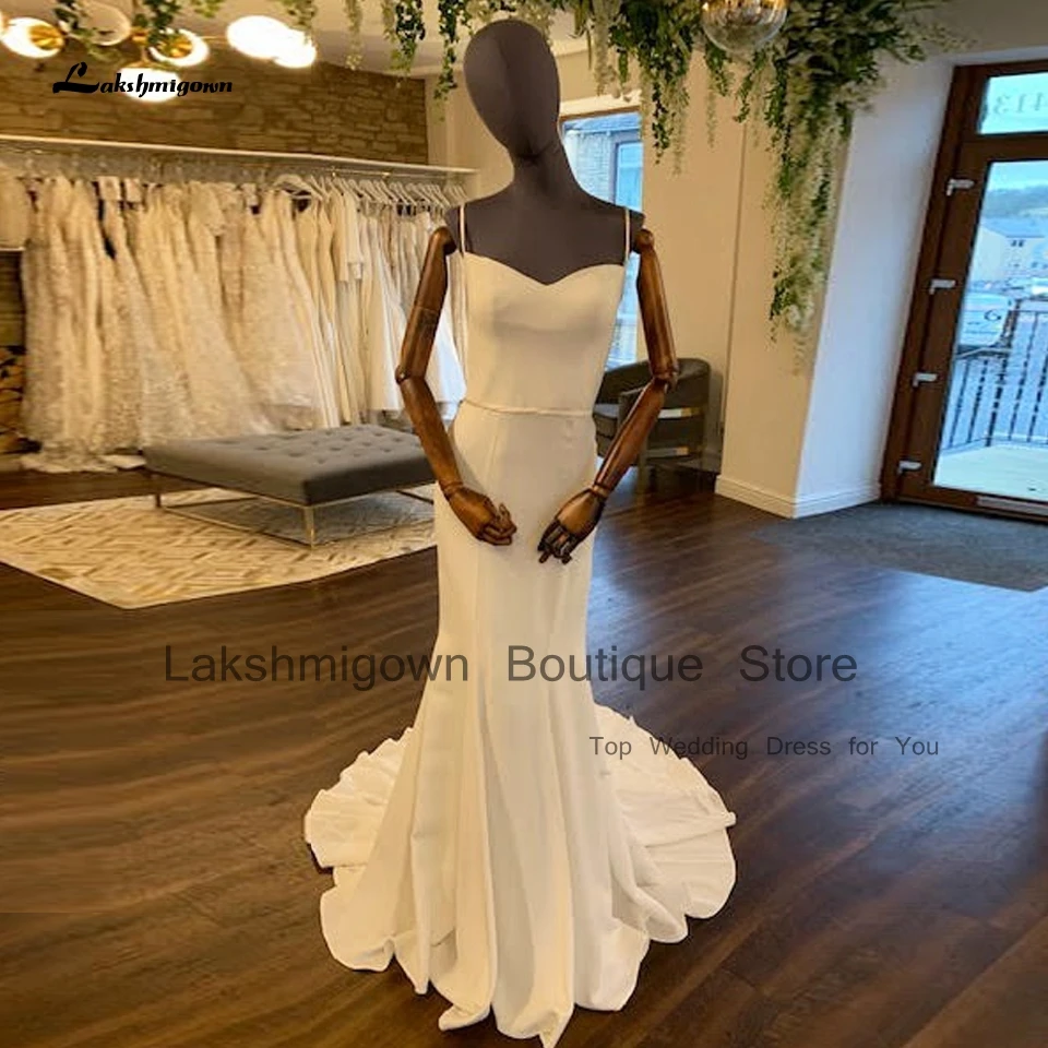 

Lakshmigown New Mariage Crepe Wedding Dress Beach Summer 2023 Simple Mermaid Bridal Boho Wedding Gowns Spaghetti Staps