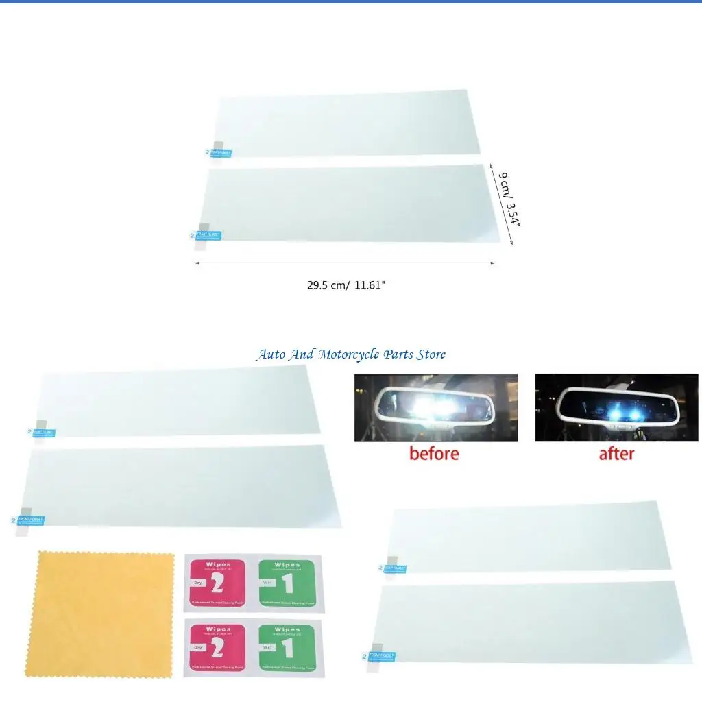 

P9FD 29.5cmx 9cm Universal Car Rearview Mirror Film Blu-ray Film Anti-glare Film