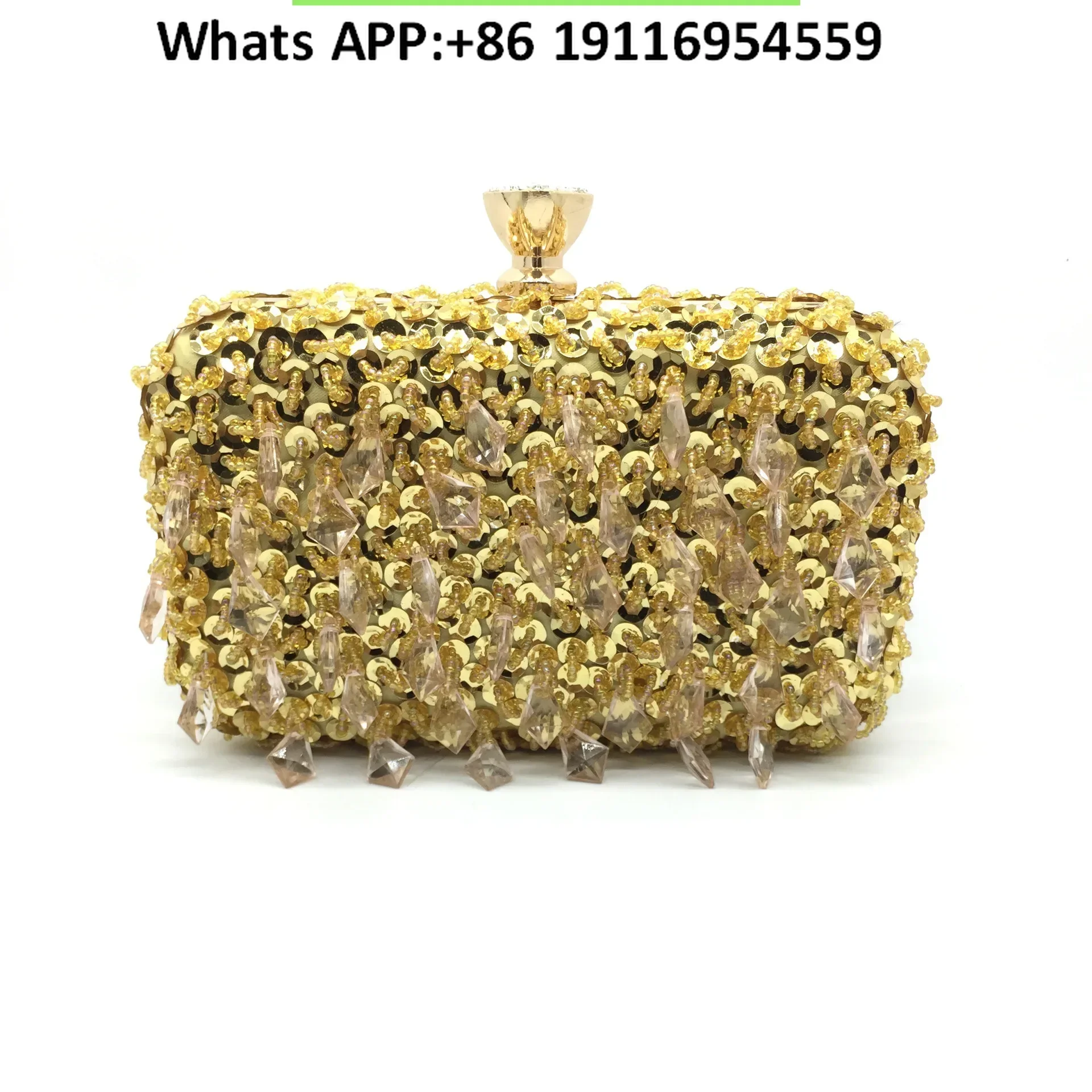 

New European and American bead embroidery beaded dinner bag celebrity sequins banquet clutch bag shoulder crossbody chain