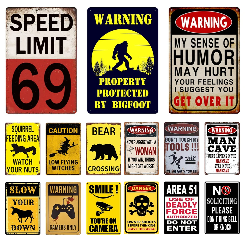 

Vintage Speed Limit 69, Metal Wall Decor, Warning Bigfoot, Area 51, Metal Signs, Man Cave Poster, Art Painting Plates, UW100