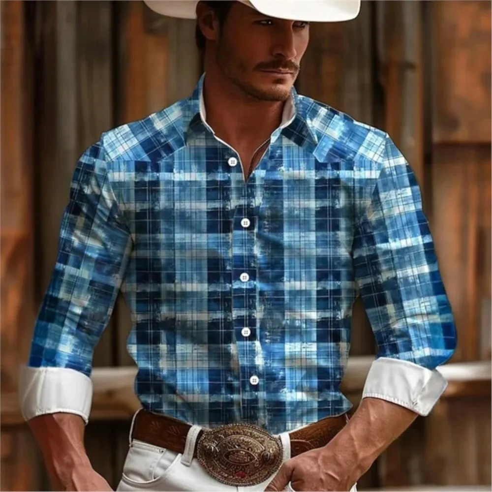 

Vintage Ethnic Totem Printed Shirt Fashion Men's Long-sleeved Shirt Hawaii Holiday Shirt Four Seasons Casual Lapel Button Up Top