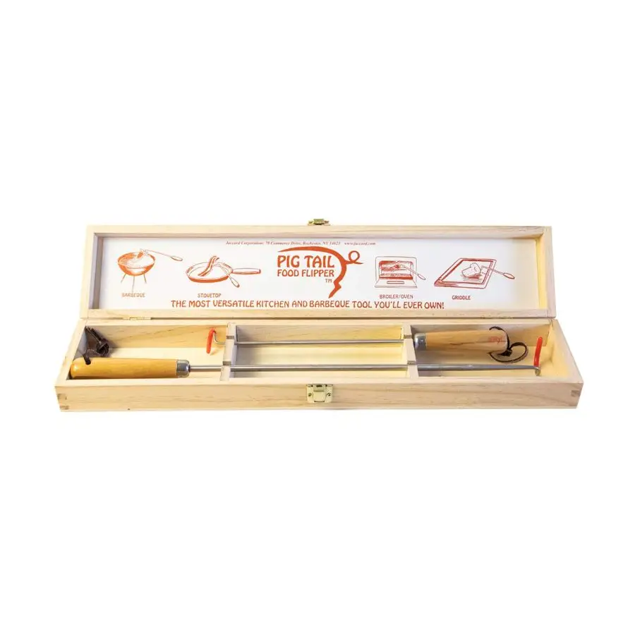 

Original Combo Pack with Wooden Gift Box, 12 19, PigTail Food Flipper, Stainless Steel