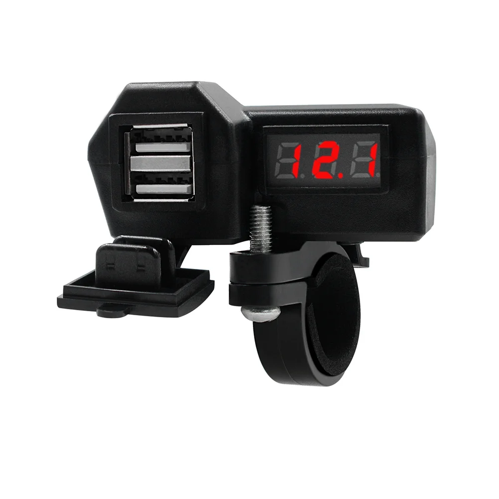 

1 Set Motorcycle Usb Dual-Port Fast Charging Adapter Durable Electric Motorbike With Voltmeter For Outdoor Use