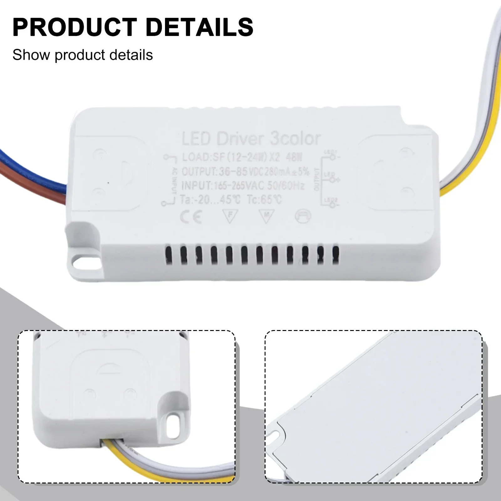 LED Driver 3 Color Adapter For LED Lighting Non-Isolating Transformer Replacement 8-24W 20-40W 30-50W 40-60W 50-70W 260-280mA