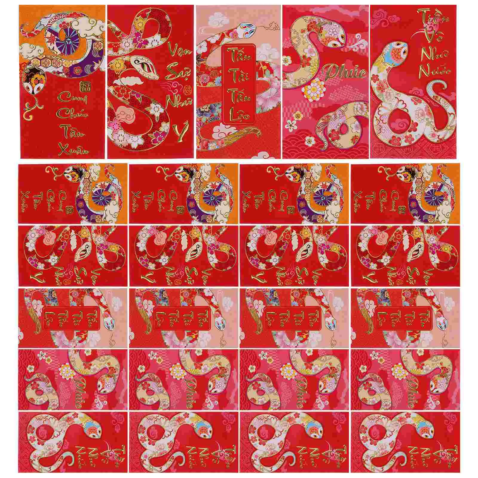 Enveloppes chinoises rouges pour la mariée, poche d'argent, jouet, festival du printemps, salle de l'année, 30 pièces