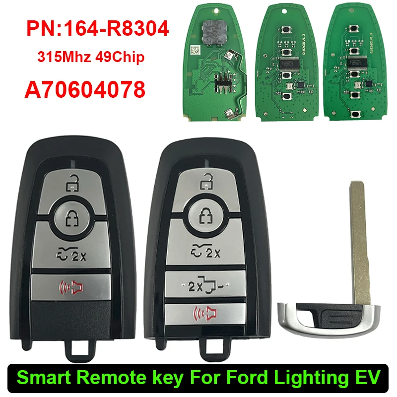 

CN018150 Послепродажный смарт-ключ с 4/5 кнопками для Ford Lighting EV 315 МГц PN:164-R8304 49Chip A70604078