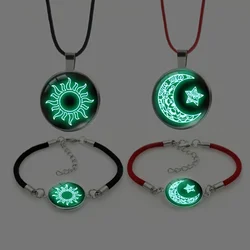 2 Pcs/Set Luminous Sun Moon Pendant Necklaces for Women Men Romantic Glow In The Dark Couple Necklace Friendship Jewelry Gifts