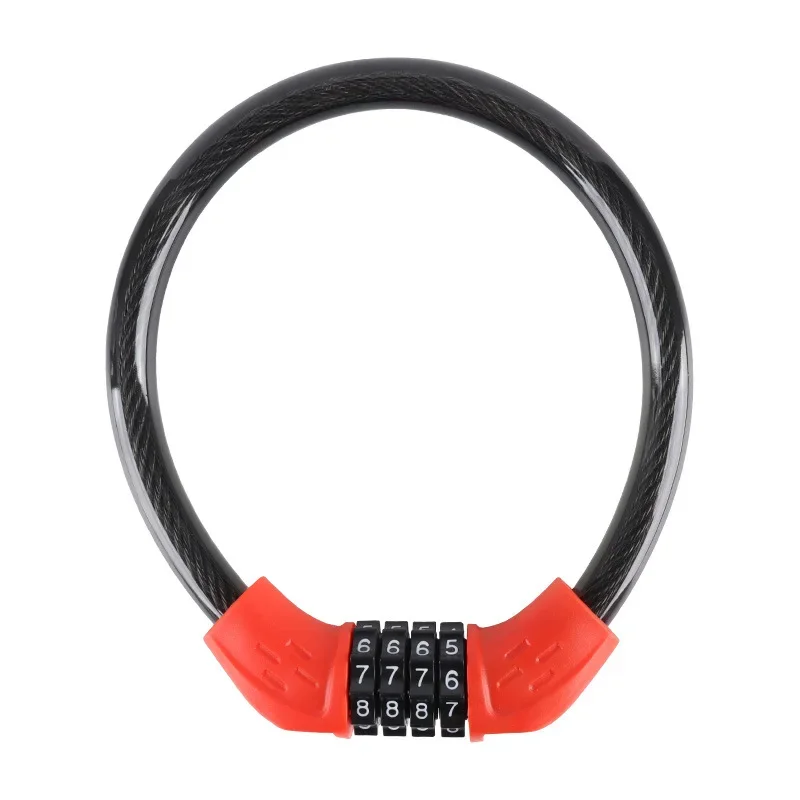 Bicycle 4 Digit Code Anti-theft Lock Bike Security Accessory Steel Cable Cycling Bicycle Lock Thickened Steel Wire