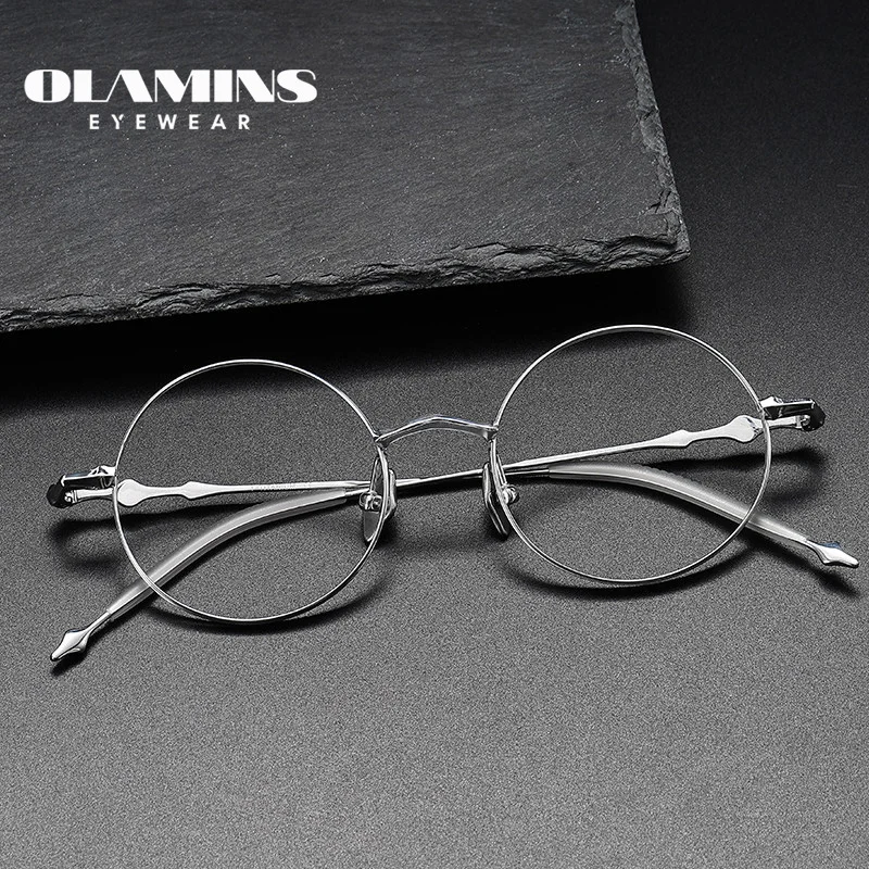 

OLAMINS Pure Titanium Glasses Frame Hot Sale Round Optical Spectacle Frame New High-quality Eyeframe Round Fashion Glasses Frame