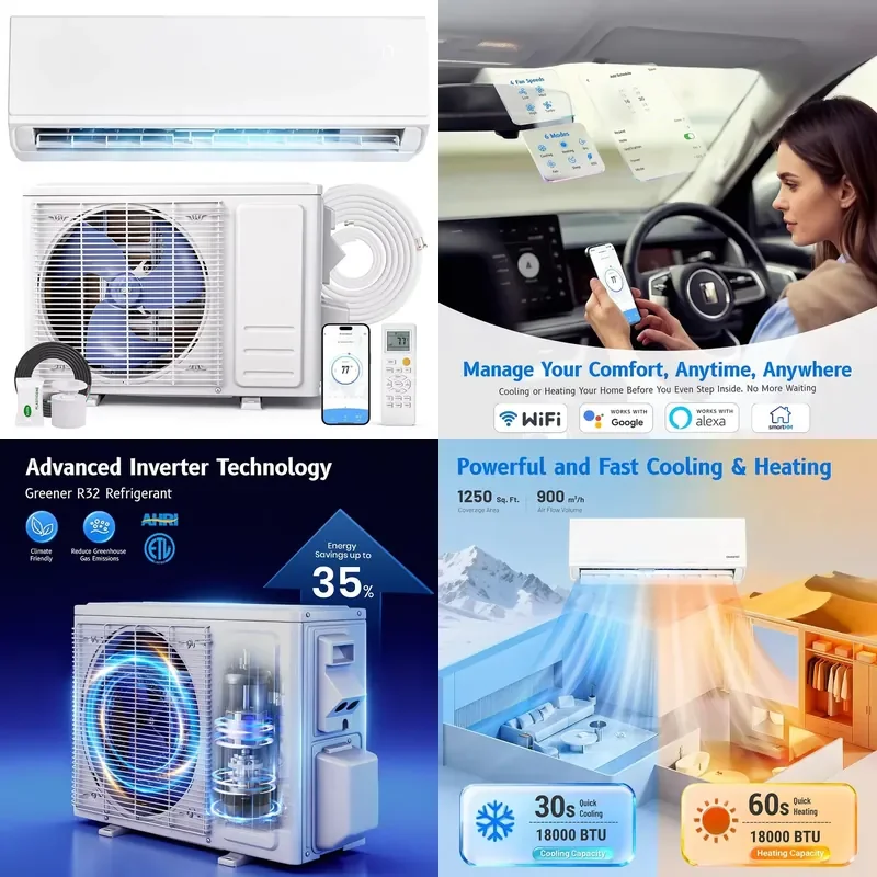 2026 Bestseller 18000 BTU Inverter Mini-Split-Klimaanlage mit Heizfunktion 220V Kanallose Klimaanlage mit Wärmepumpe, vorgeladen, kundenspezifisch