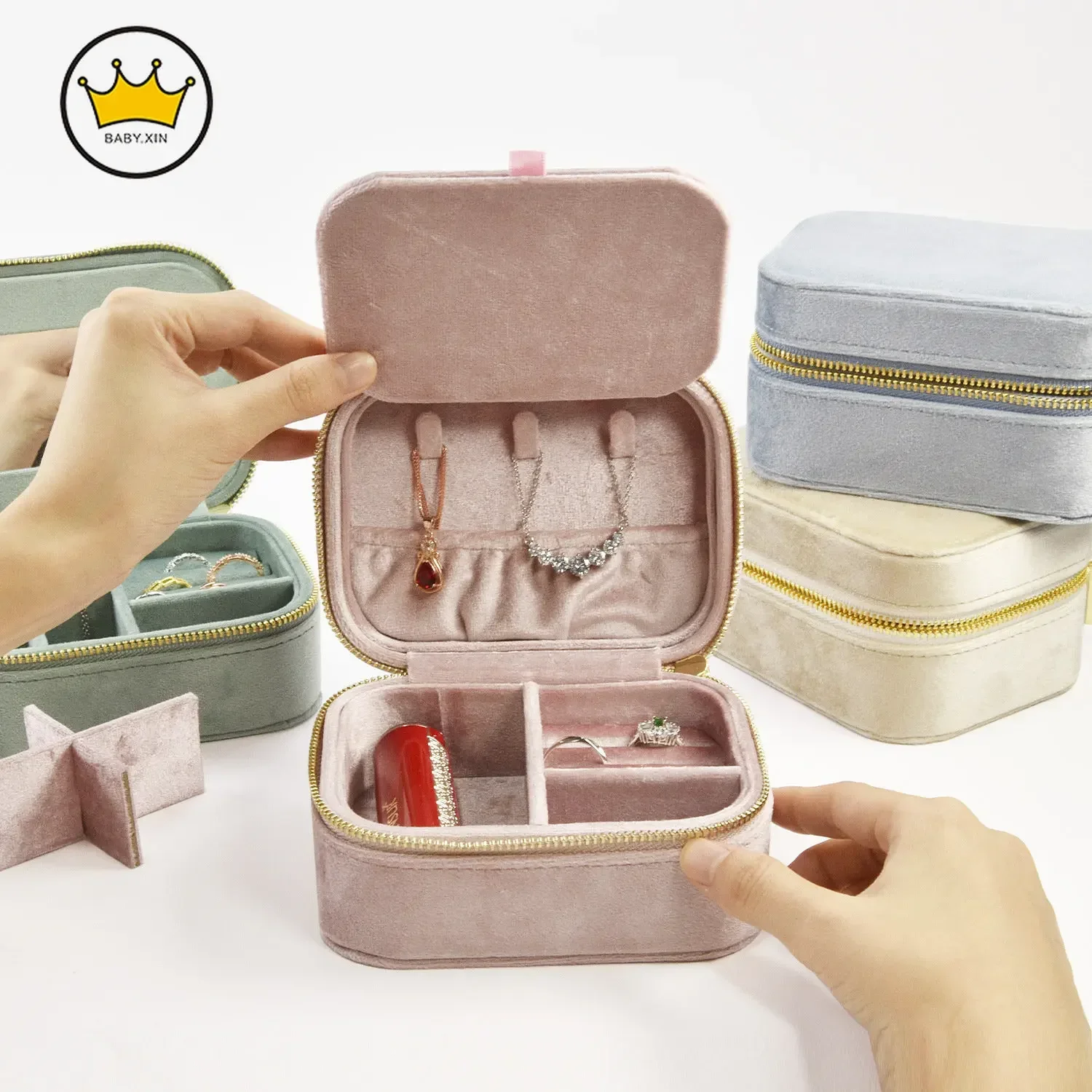 

Jewelry Box With Mirror Earring Ring Necklace Holder Display Casket Box Jewelry Storage Box Women Gift Organizer