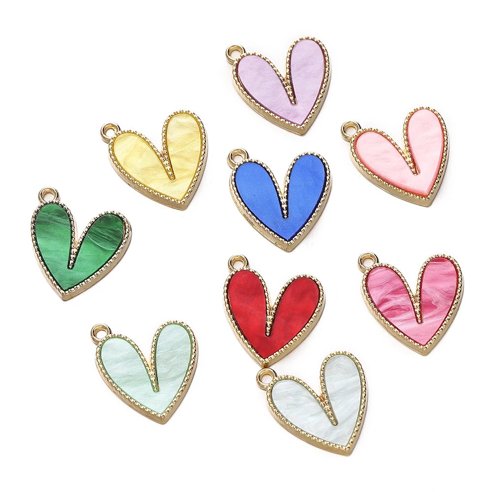 10pcs/lot Alloy Heart-shaped Imition Shell Alloy Pendants Necklace Small Charm For DIY Jewelry Making Crafts Supplies Findings