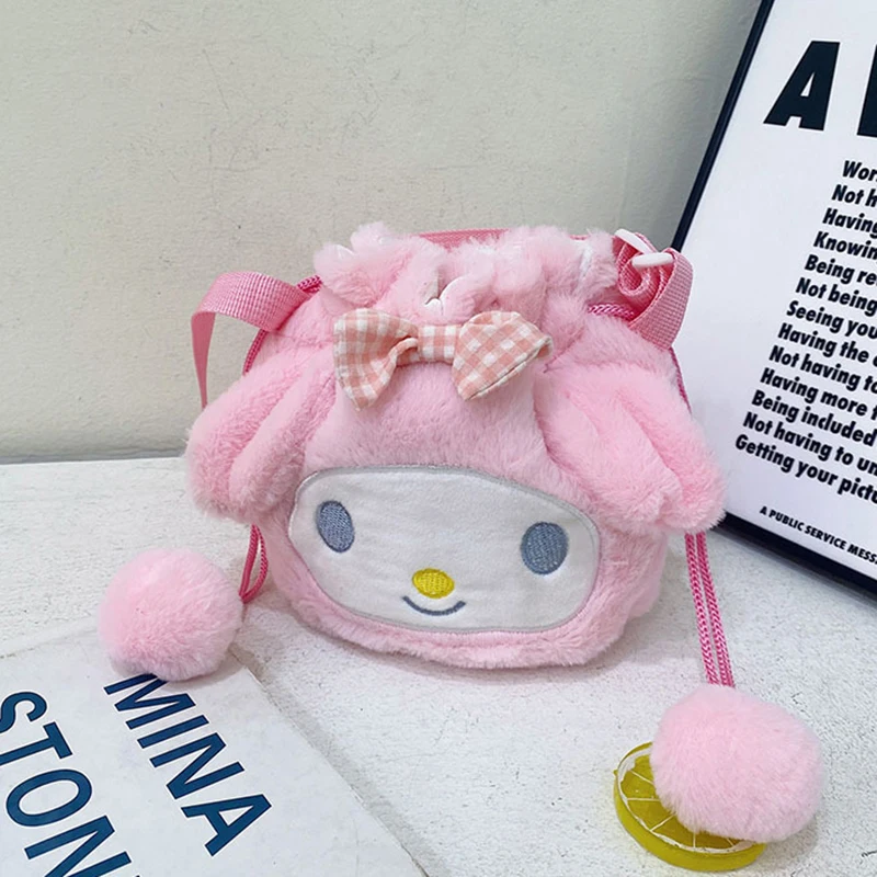 

Sanrio Cartoon Lovely Plush Shoulder Bag Drawstring Animal Doll Bag Mobile Phone Bag For Women Girls Small Shoulder Bag