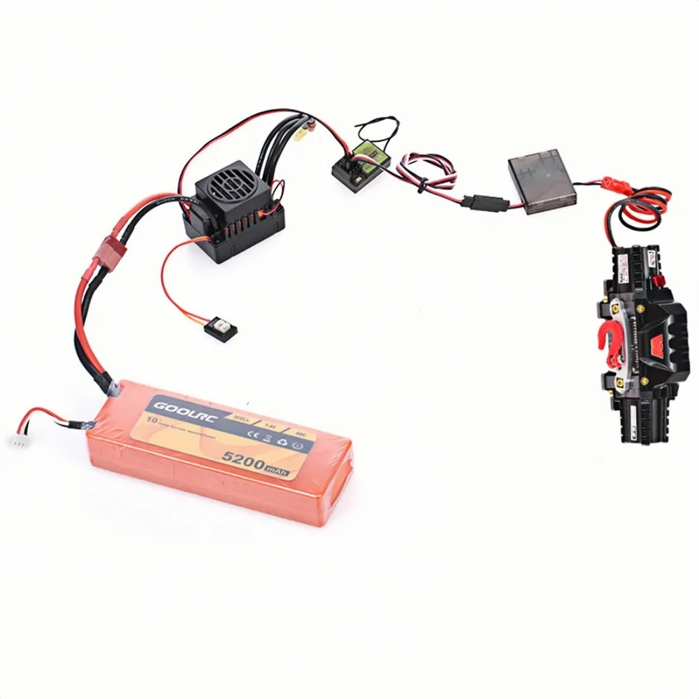 รอกอัตโนมัติแบบมอเตอร์คู่ RC พร้อมตัวควบคุมและตัวรับสัญญาณ  วัสดุโลหะ เหมาะสำหรับรถบังคับวิทยุแบบ Crawler รุ่น Axial SCX10 90046 Traxxas TRX4 TRX6