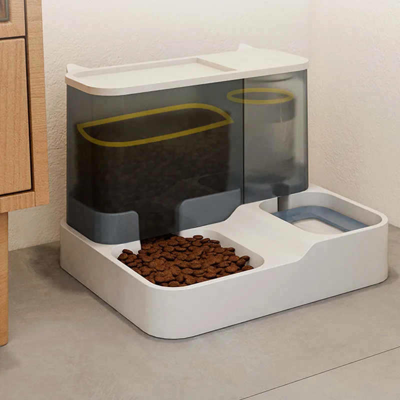 Cat Food Automatic Dispenser Large Capacity Drinking Water Bowl Pet Supplies Dry and Wet Separation Dog Food Container