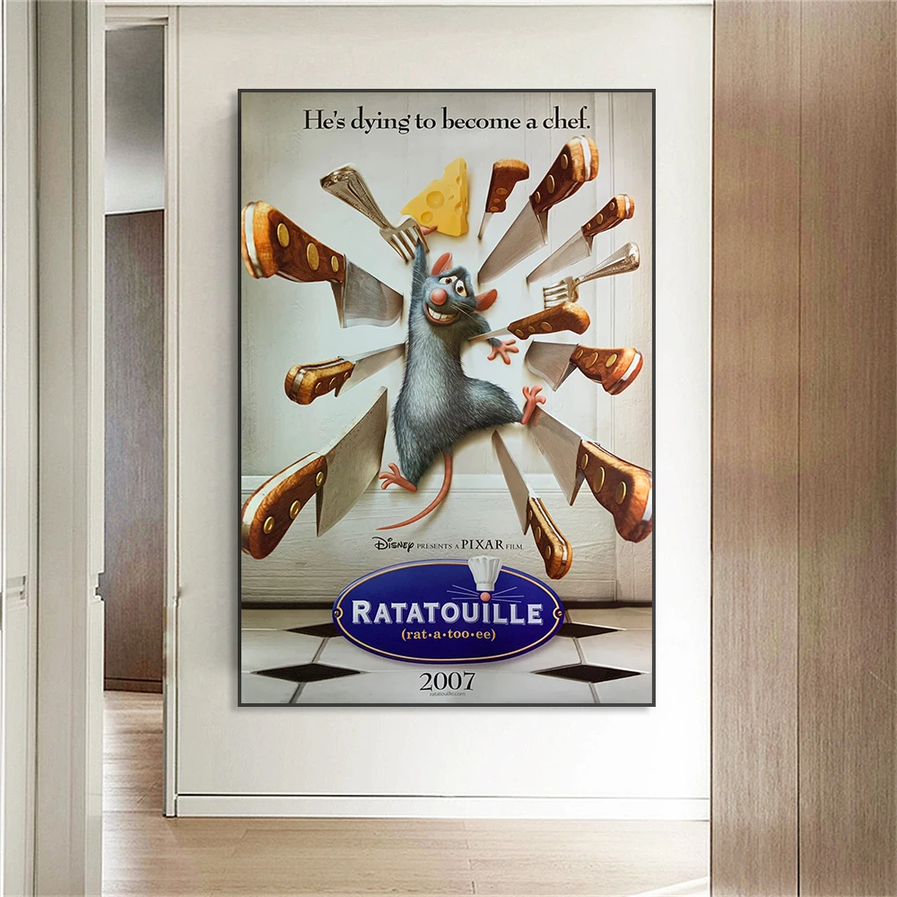 Ratatouille Disney Movie Poster Remy Funny Prints Motivational Cooking Canvas Painting Kids Bedroom Kitchen Room Decoration