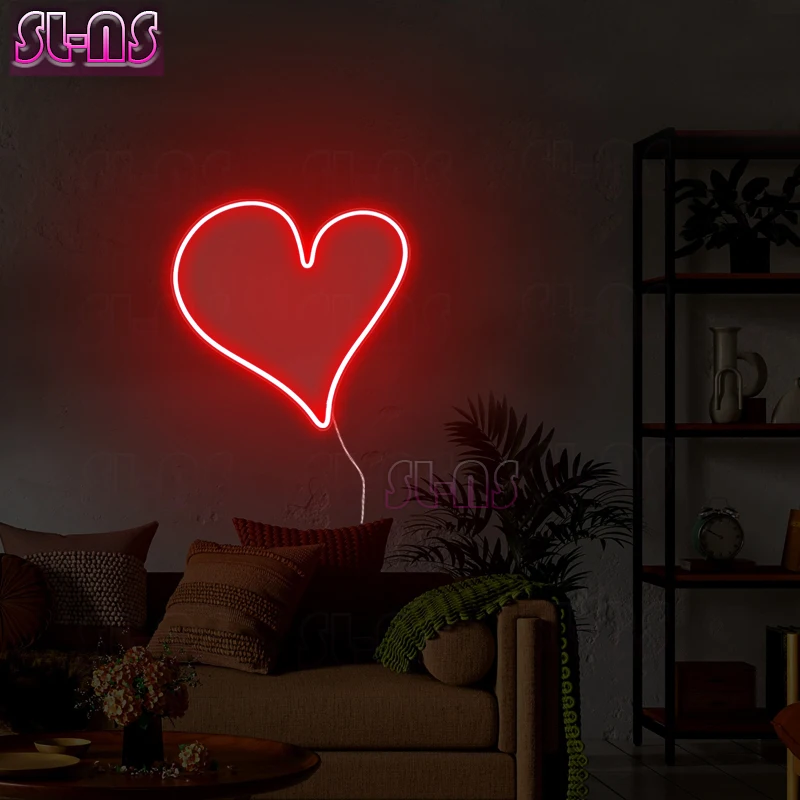 Custom Wedding Classic Heart Neon Light Sign Handmade Custom Heart-Shaped Bedroom Decor Neon Sign Love Led Wall Decor Neon Sign