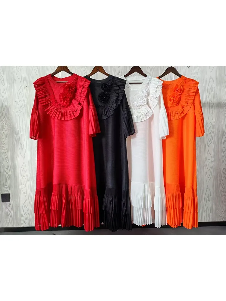 ミヤケ レディース ロングドレス 夏 2025 ルーズ ファッション ハイストレッチ フリル ビーズ 長袖 花柄ローブ