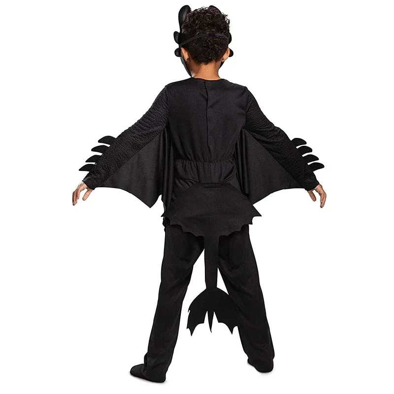 2024 New Arrival Black Flying Dragon Jumpsuit With Mask Boys Classic Dragon Child Halloween Costume