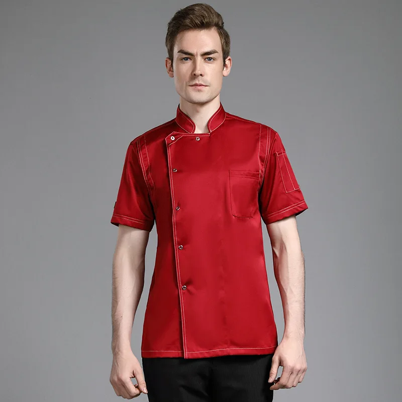 Western Restaurant Bakery Kitchen Breathable Chef Overalls Men'S Short Sleeve Hotel Chef Uniform