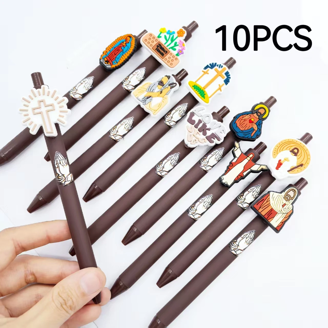 

10 шт., шариковые ручки с принтом религиозных верующих, креативные подарочные ручки «Иисус Исцеление», портативные молитвенные ручки