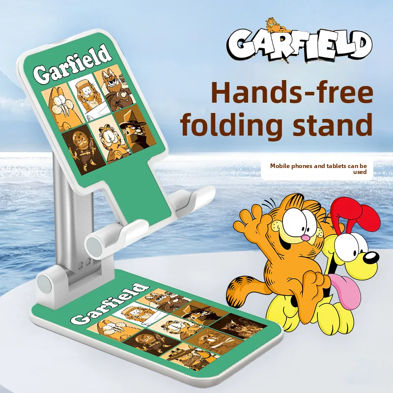 Garfield animation cartoon cute desktop multifunctional phone stand kawaii foldable adjustable universal phone holder wholesale view 5