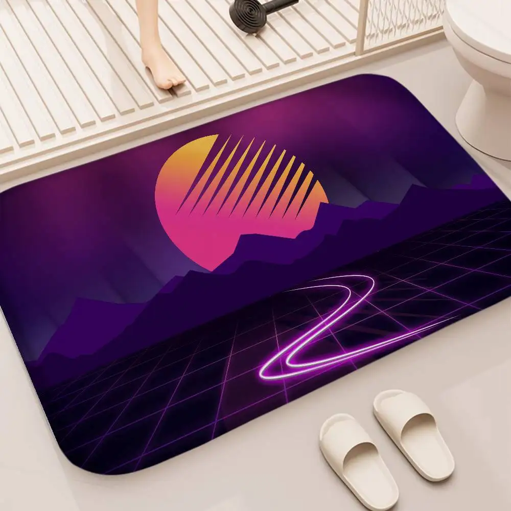 

Vapor Wave Cool Neon Floor Mat Printed Large Carpets Room And Bedroom Carpets Bathroom Anti Slip Door MATS Small Carpets