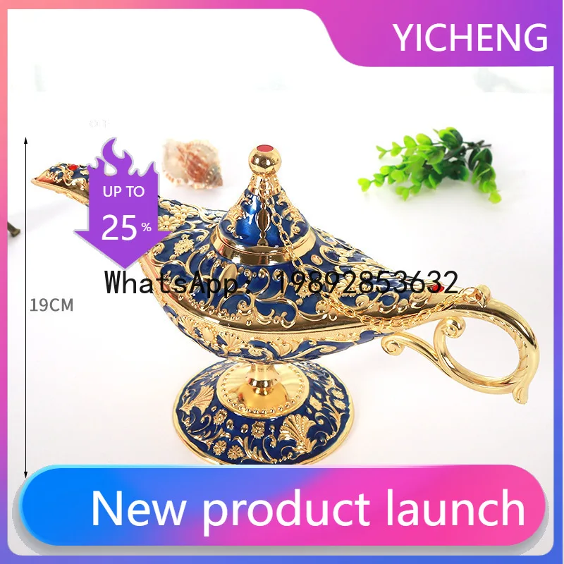 

Декоративная лампа-желание в ретро-европейском стиле Zz 34*19, из сплава, в виде волшебной лампы, креативное украшение ручной работы