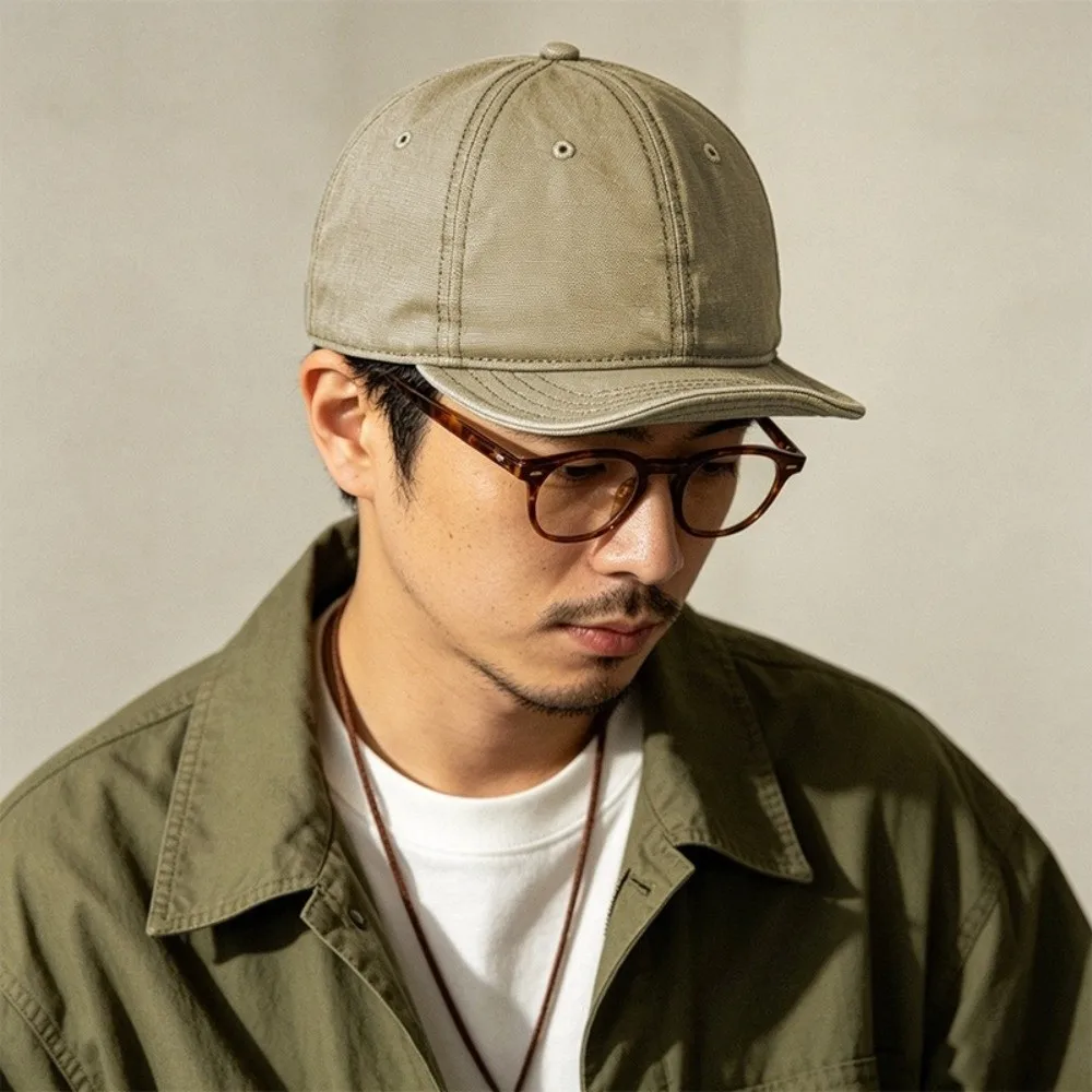 Fashion Versatile Short Brim Baseball Cap Retro Washed Old Craft Flat Edge Baseball Cap Adjustable Cotton Sunshade Hat for Men