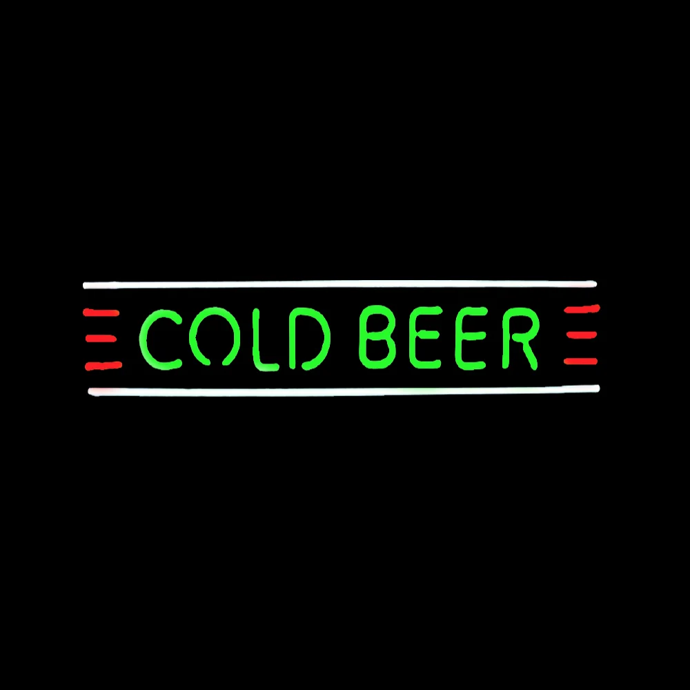 

Cold Beer Custom Handmade Real Glass Tube Bar Party Restaurant Motel Store Advertise Room Decor Display Neon Light Sign 17"X6"