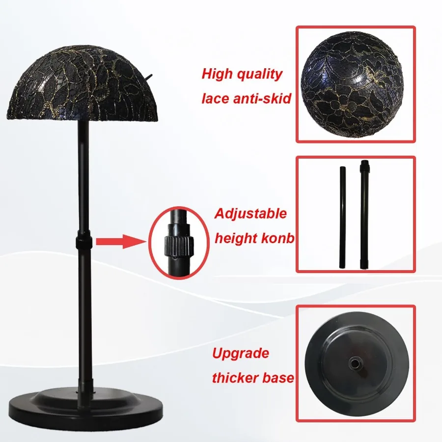 ขาตั้งวิกผม 1 ชิ้น ปรับความสูงได้ ขาตั้งวิกแบบพกพา กันลื่น ที่วางหัววิก แข็งแรง ทนทาน ทำจากพลาสติก สำหรับวิกผมหลายแบบ