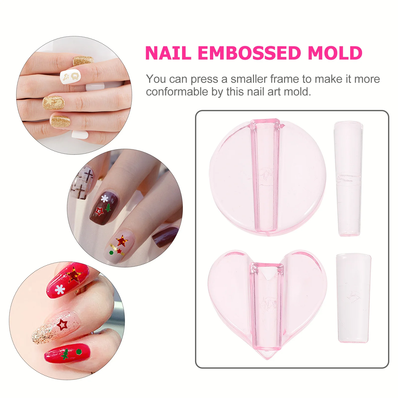 

2Sets Nail Embossed Press Mold Manicure Embossing Tool DIY Nail Art Design Molds Frame Bending Mold Manicure Tool