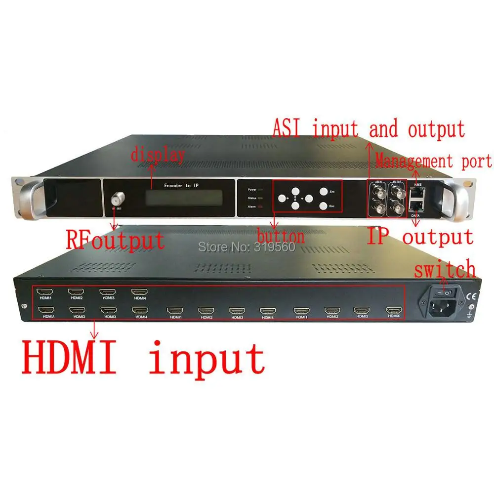 4/8 carriers 16 HDMI to DVB-C/DVB-T/ATSC/ISDB-T encoder modulator Digital TV Headend QAM RF Modulator VEK-4782I-16