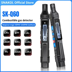 Snakol Gas Leak Detector Combustible Natural Co2 Alcohol LPG Methane Analyzer Rechargeable Buzzer Alarm PPM LEL Tester