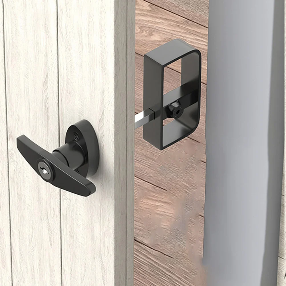 T-lock American T-shaped Sliding Door Handle Black Handles Interior with Zinc Alloy Doors Barn Gates for Locking