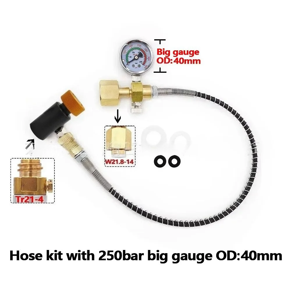 Sodastream CO2 Cylinder Refill Adapter Hose with Pressure Gauge, Soda Water Maker Charging Connector Kit