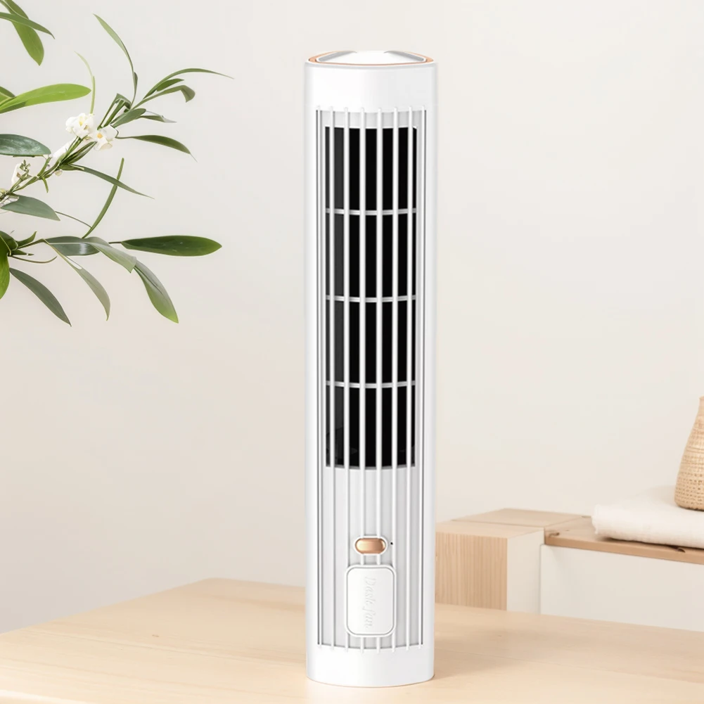 Mini Vertical  USB Rechargeable 3 Speed Portable Bladeless Fan 1200mAh Standing Tower Fan for Living Room Bedroom