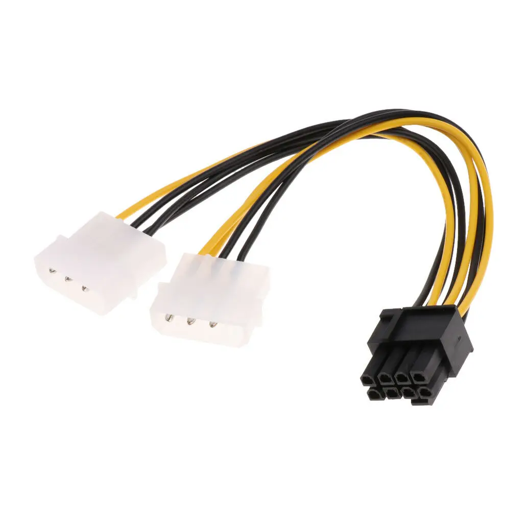 6 pulgadas Dual 4-pin Molex LP4 a 8 Pin PCI Express tarjeta de vídeo adaptador de corriente Cable convertidor