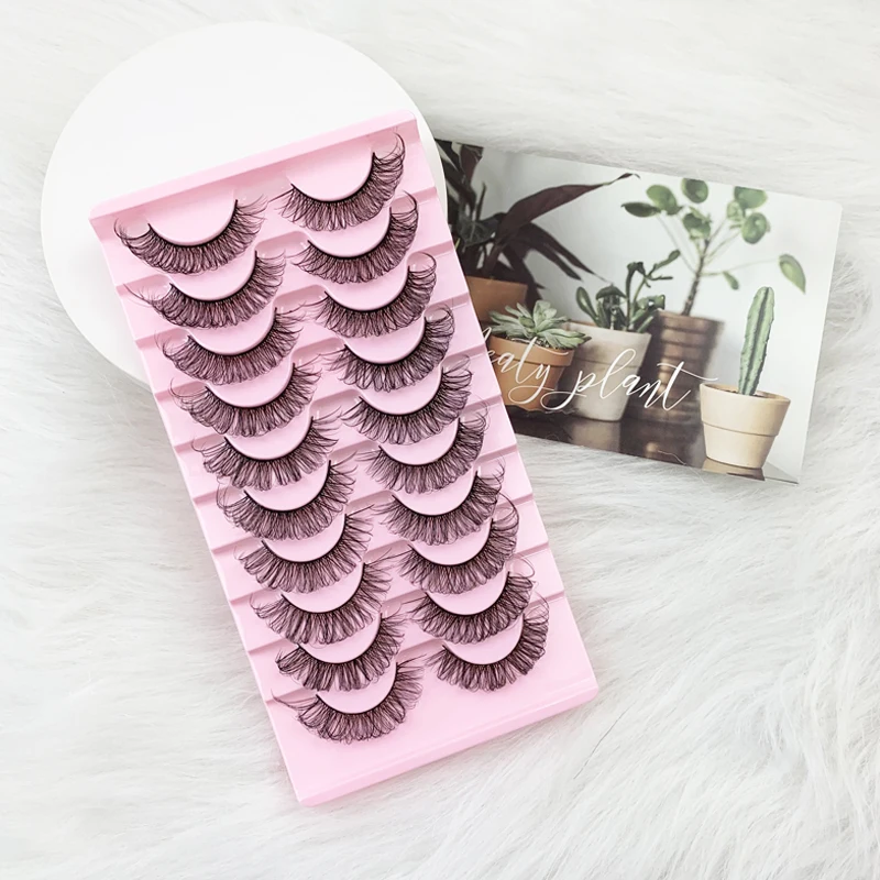 Russian Full Strip Volume Fake Eyelashes DD Curl 10 pairs Mink 9mm 3D False Faux Resuable Eye Make Up Eyelash Extension