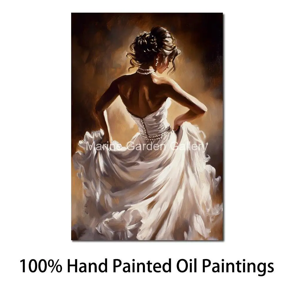 

Ручная роспись текстурированный холст Художественная фигурка картина маслом фламенко танцор в белом романтическом дизайне современный декор для спальни большой подарок