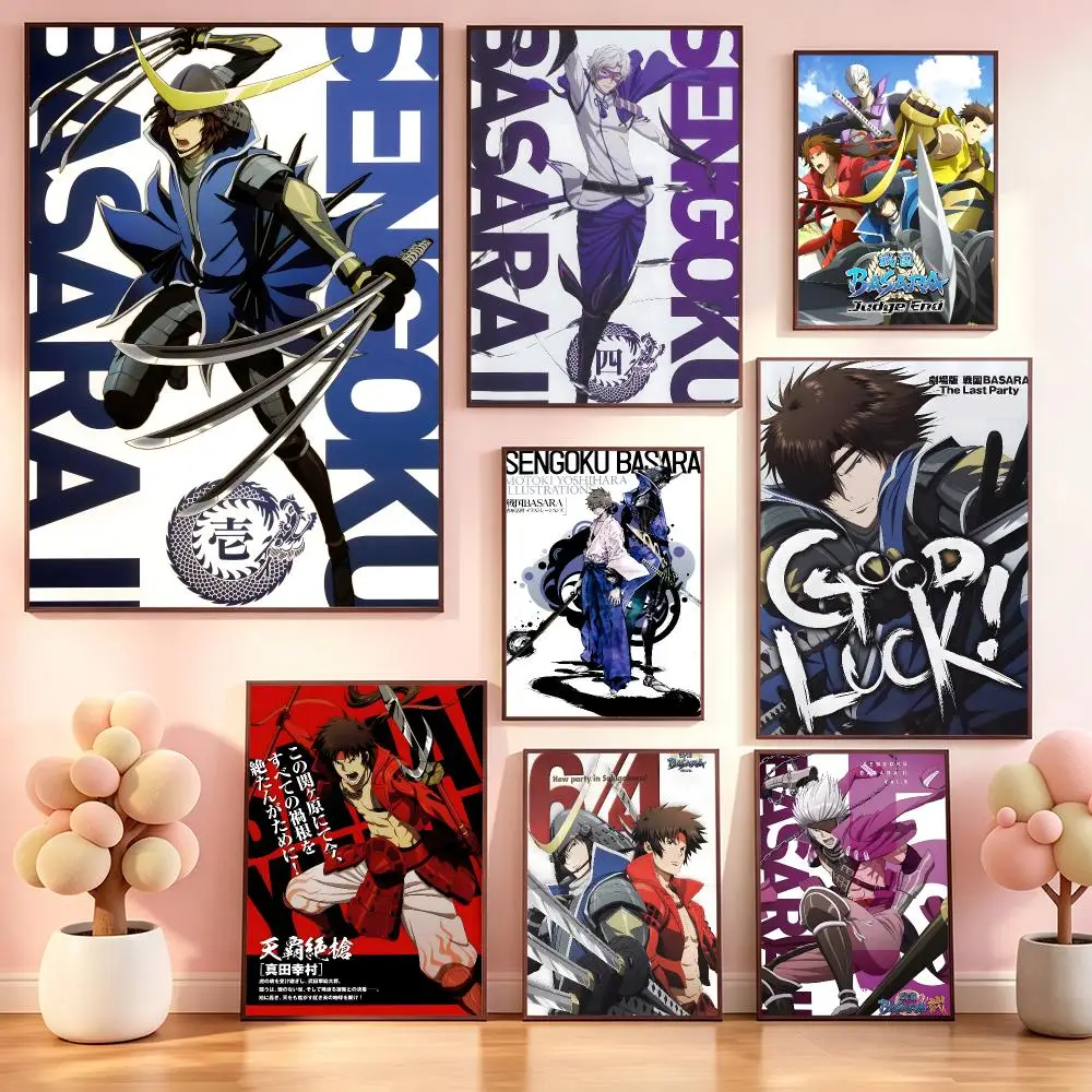game Sengoku Basara Poster Poster Kawaii Self Adhesive HD Wall Print Cute Home Bedroom Room Aesthetic Decor Gift