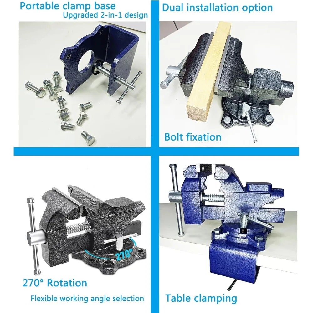 2-In-1 Bench Vise Heavy Duty for Workbench, 6.0