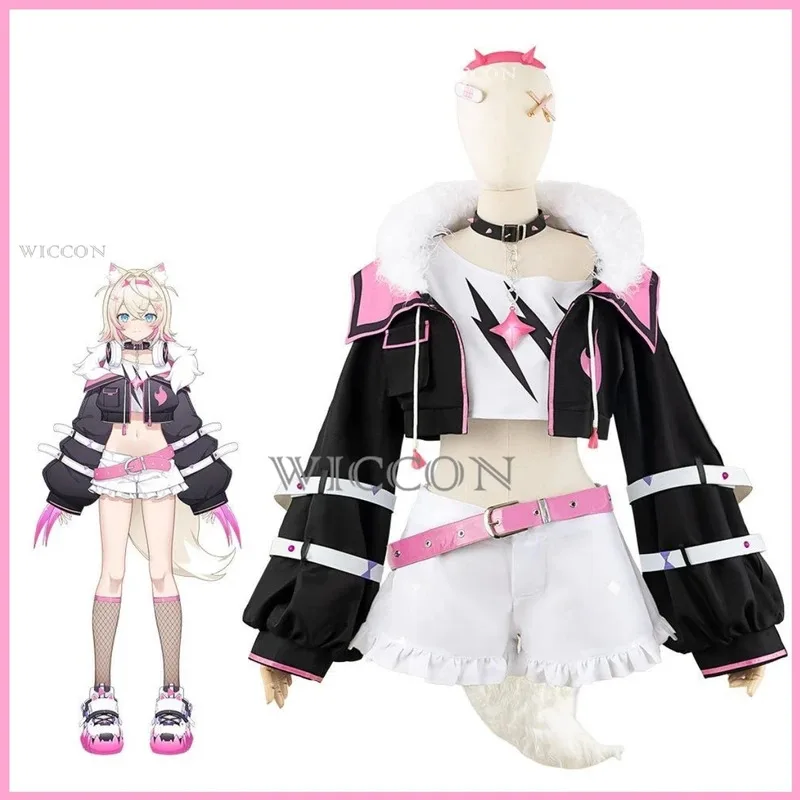 

Anime Virtual YouTuber Mococo Abyssgard Cosplay Costume Hololive EN Moco-chan Wig Hip Hop Uniform Coat Woman Sexy Carnival Suit