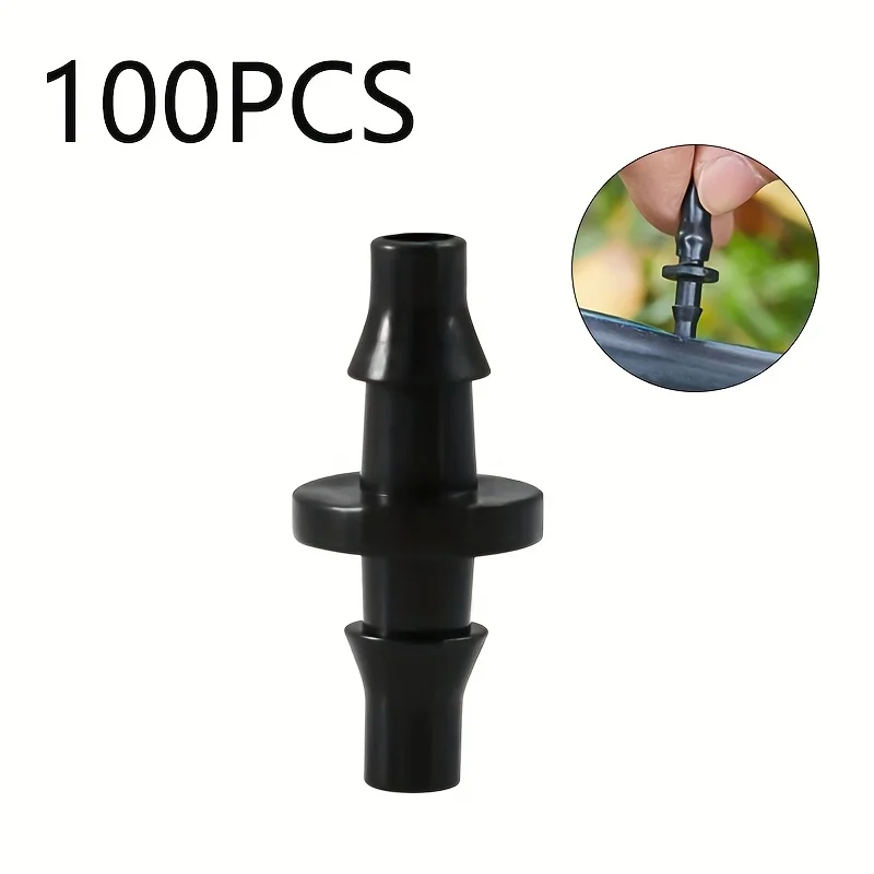 

100pcs Dual Hook Irrigation Barbed Connectors Barbed Coupling For Garden 4/7mm Hose Tubing Micro Flow Drip Irrigation Watering