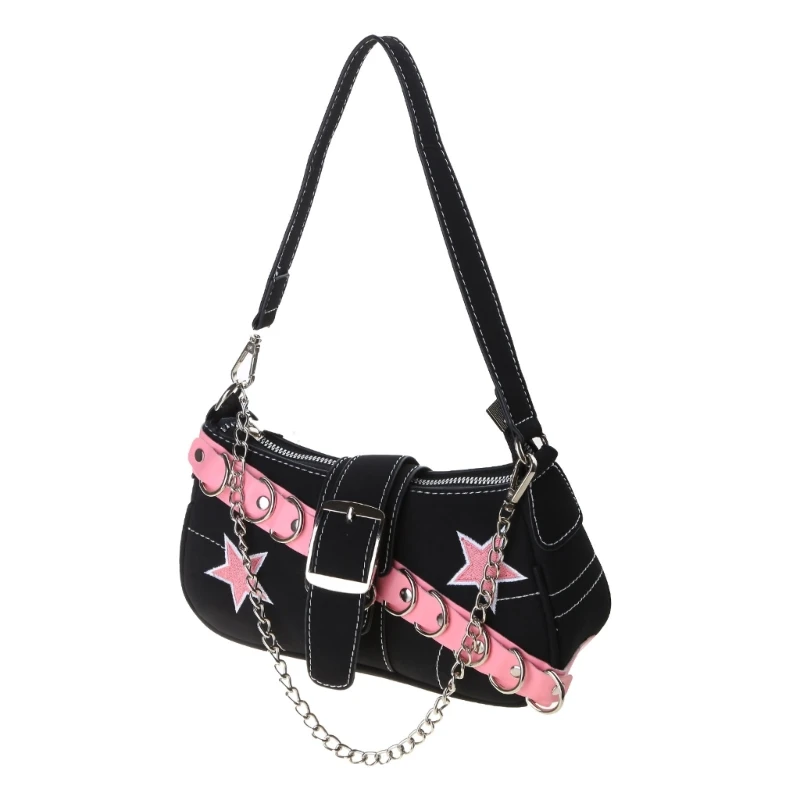 Cool Dark Harajuku Bag with Strap Fashionable Pink Star Women Underarm Bag Fashionable Bag for Girls