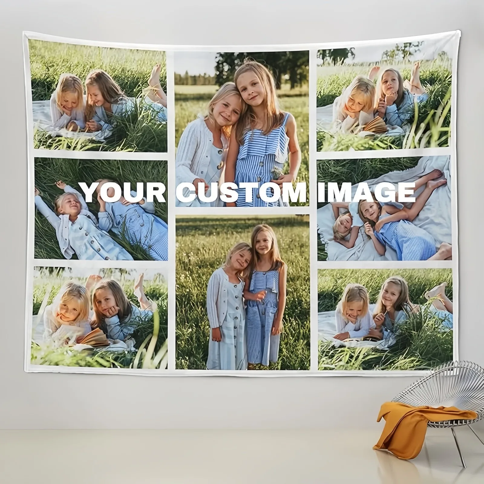 Family Gathering Keepsake Custom Photo Personalized Linen Wall Decor