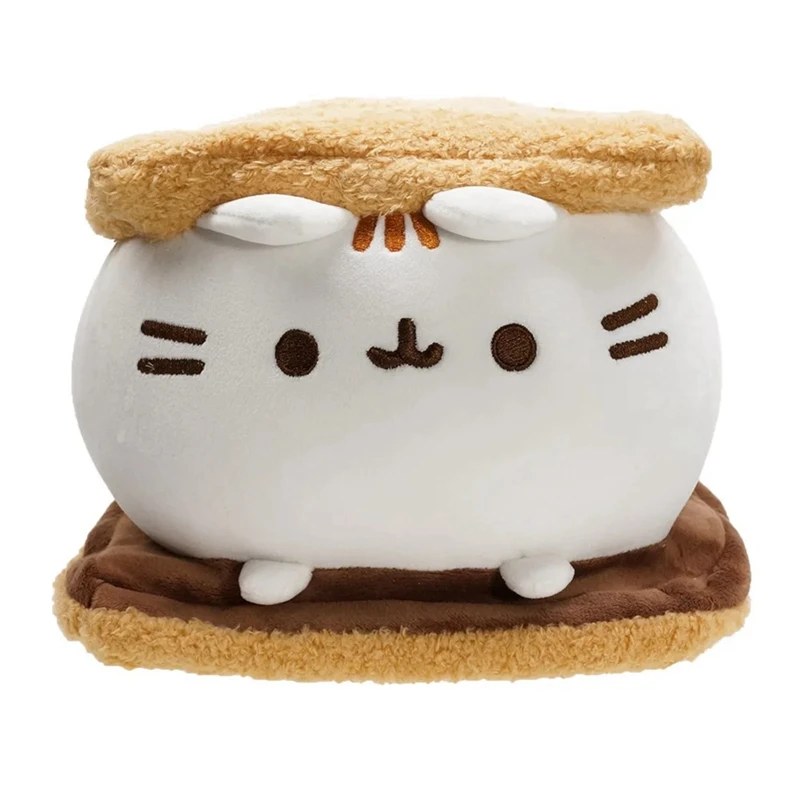 Jouet en peluche mignon de chat de biscuit au chocolat, oreiller doux d'animal, jouet de sommeil, décor à la maison, cadeau d'anniversaire d'enfants