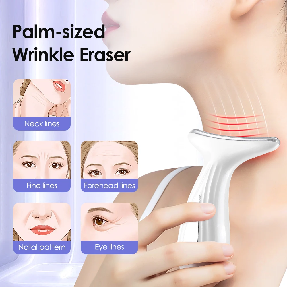 Microcurrent EMS Neck Beauty Lifting Device LED Red Light Vibration Facial Massager Double Chin Remover Neck Skin Tightening