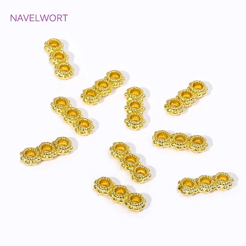 18K Gold Plated 3 Hole Snowflake Shape Separators Multistrand Spacer Bar Connector For Beadwork Jewelry Making DIY Accessories